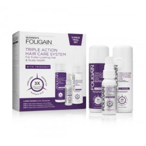 FOLIGAIN® WOMEN'S TRIPLE ACTION COMPLETE SYSTEM FOR THINNING HAIR (3-Piece Starter/Trial Set) – система за възстановяване на оредяла и слаба коса за жени – сет 3 в 1